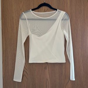 Abercrombie one shoulder mesh long sleeve